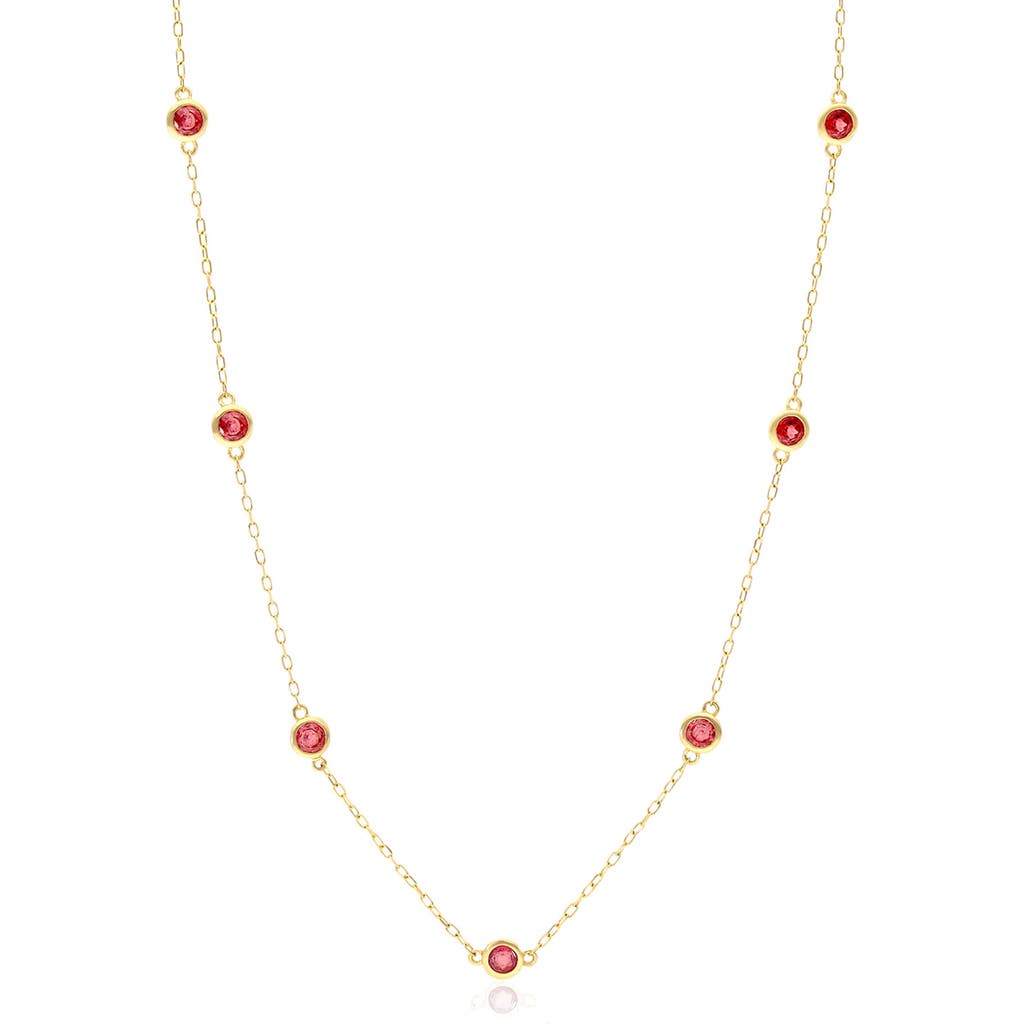 House Of Frosted Multistone Station Necklace In Gold/garnet