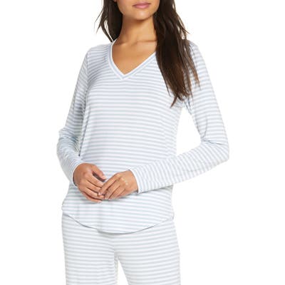 Nordstrom Moonlight V-Neck Long Sleeve Pajama Top, Blue