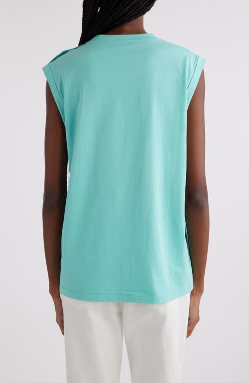 Shop Balmain Cotton Logo Graphic Tank In Pale Green/aqua Multi