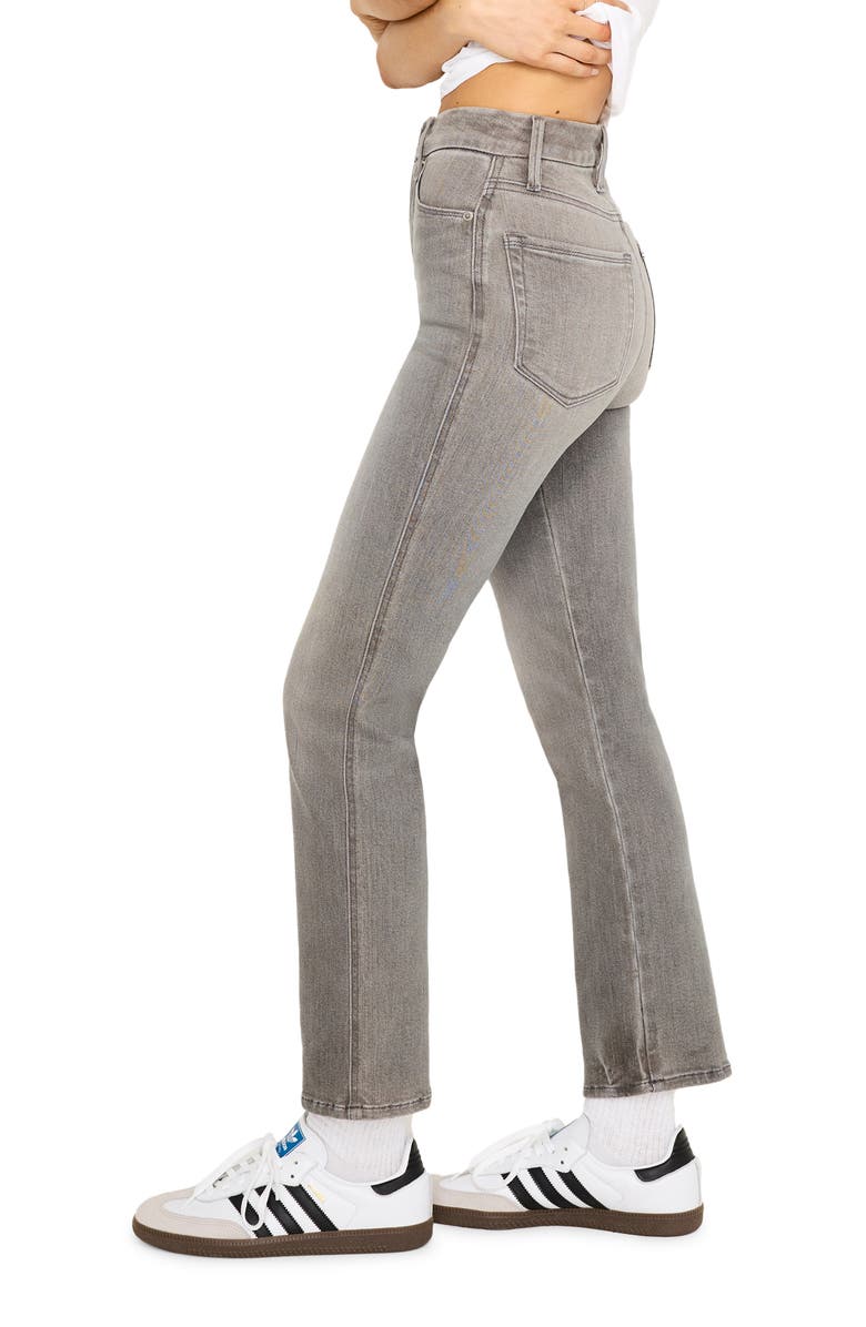 Good American Good Curve Raw Hem High Waist Straight Leg Jeans, Alternate, color, Black336