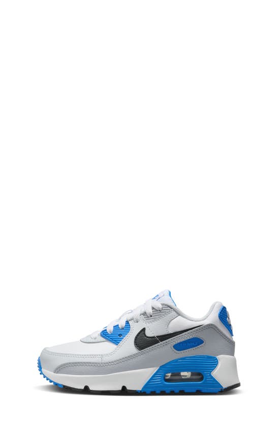 Shop Nike Kids' Air Max 90 Sneaker In White/ Blue/ Platinum/ Black