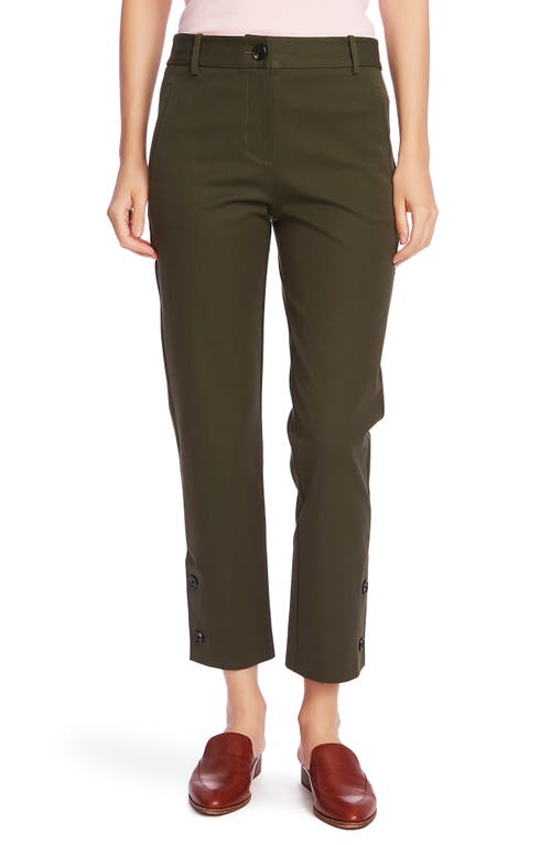 Court & Rowe Button Detail Ankle Pants in Olive Fern