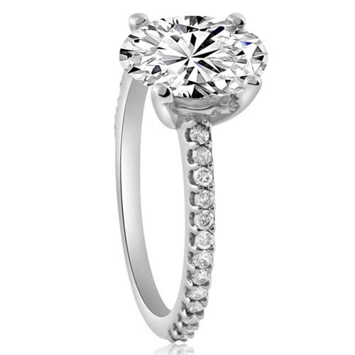Bliss Diamond Certified 2.50ct Oval Lab Grown Diamond Engagement Ring In 14k White Gold