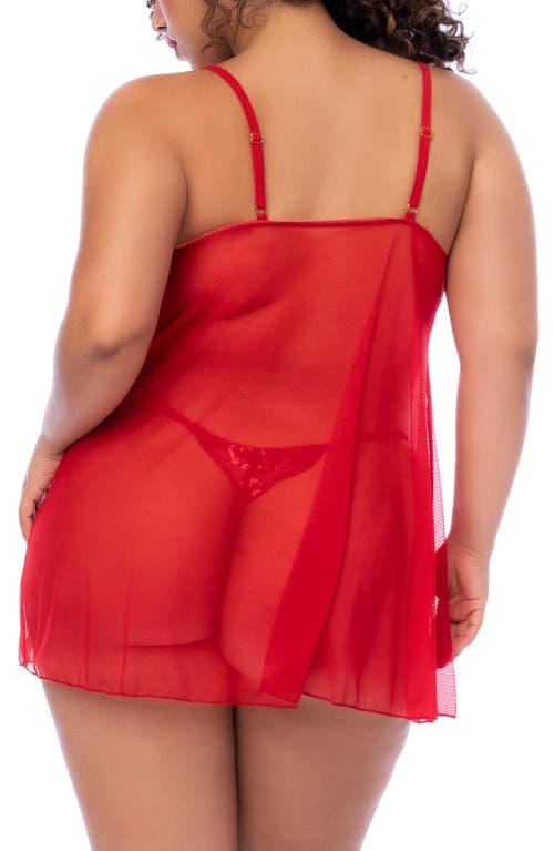 Mapalé Mapale Sequin Lace Split Babydoll Chemise In Red