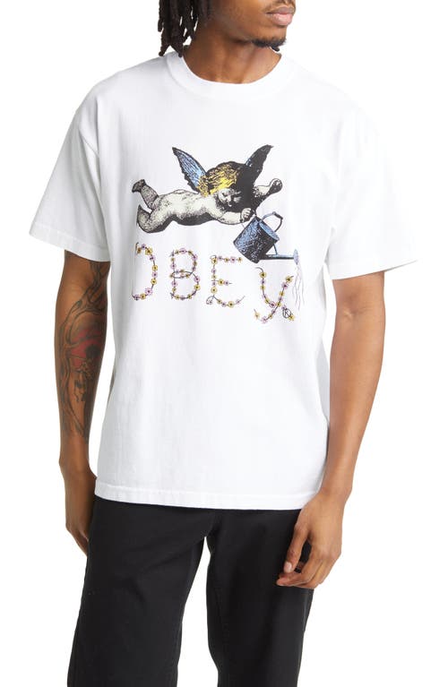 Obey Flower Angel Graphic T-Shirt in White