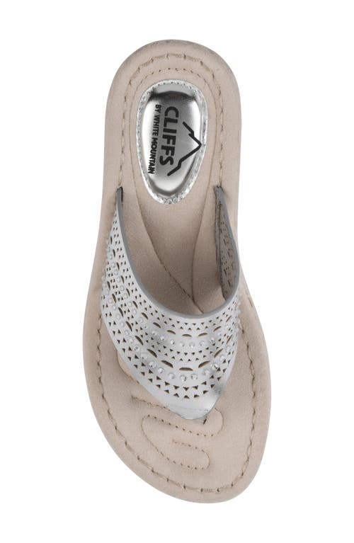 Cliffs By White Mountain Women's Comate Thong Sandal In Silver/metallic/smooth