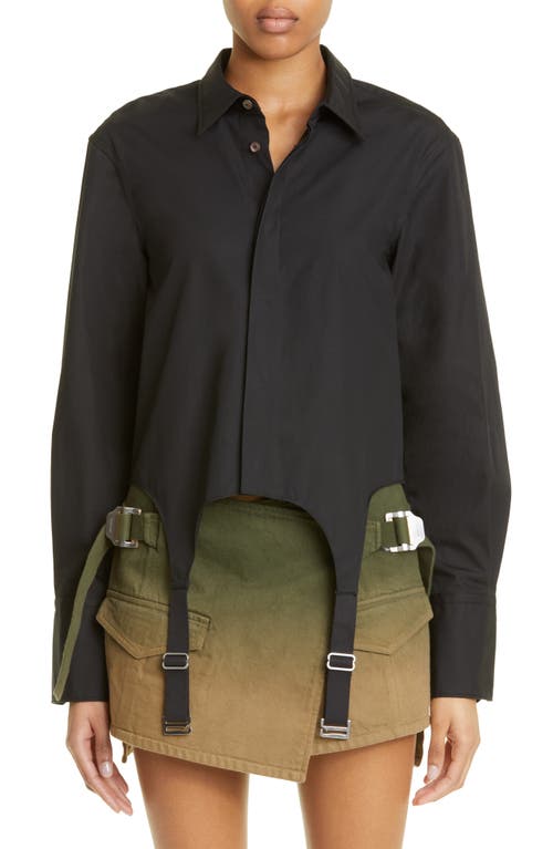 Dion Lee Gender Inclusive Garter Tape Organic Cotton Button-Up Shirt in Black