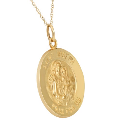 Bliss Diamond 14k Gold St. Joseph Medal Pendant .5" Tall 2.5 Grams In Yellow Gold