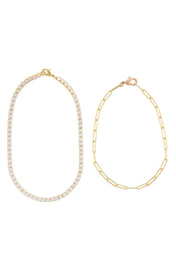 Adornia Two-piece Anklet Set In Gold