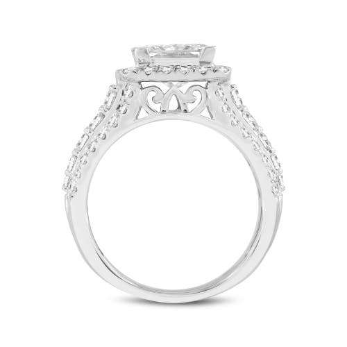 Luvmyjewelry Sofia 14k White Gold Princess Cut Lab Grown Diamond Halo Engagement Ring In 14k White Gold