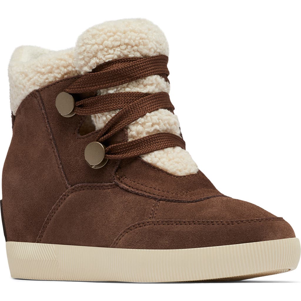 Sorel Out N About Faux Shearling Bootie In Tobacco/natural