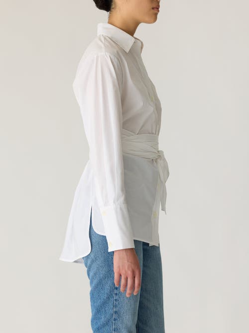 Rebecca Taylor Poplin Wrap Blouse In Milk