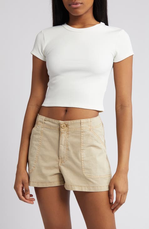 Casablanca Seamless Ribbed Crop Top in White