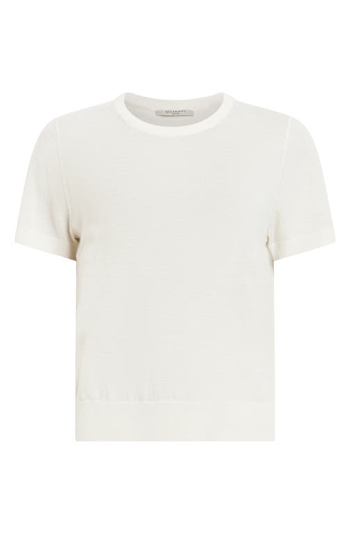 Shop Allsaints Bern Short Sleeve Wool Sweater In Chalk White