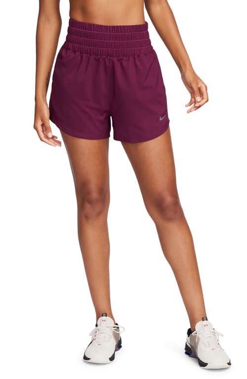 Nike Dri-fit Ultrahigh Waist 3-inch Brief Lined Shorts In Bordeaux/reflective Silv