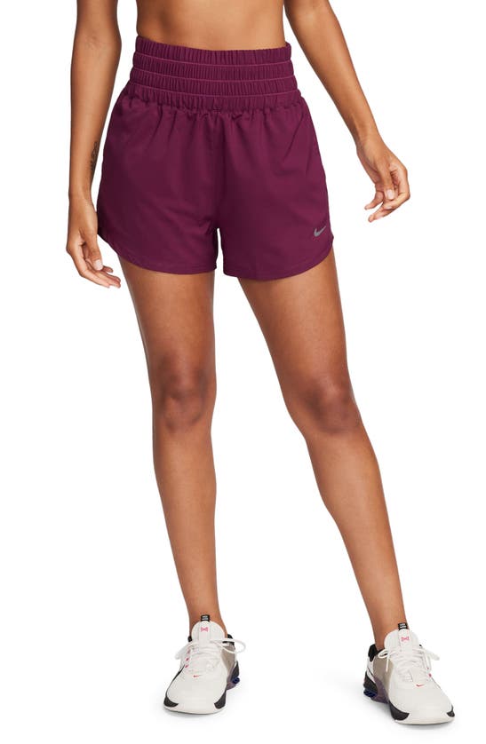 Shop Nike Dri-fit Ultrahigh Waist 3-inch Brief Lined Shorts In Platinum Violet
