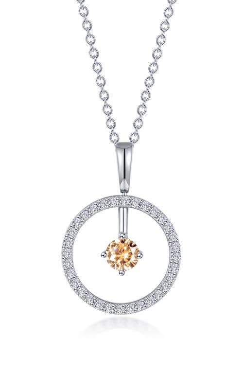 Simulated Diamond Lab-Created Birthstone Reversible Pendant Necklace in Yellow/November