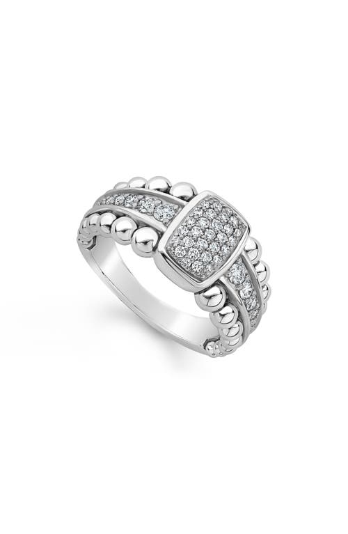 Lagos Caviar Diamond Pavé Ring In Silver/diamond