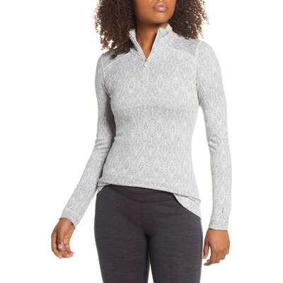 Smartwool Merino 250 Patterned Base Layer Quarter Zip Top, Grey