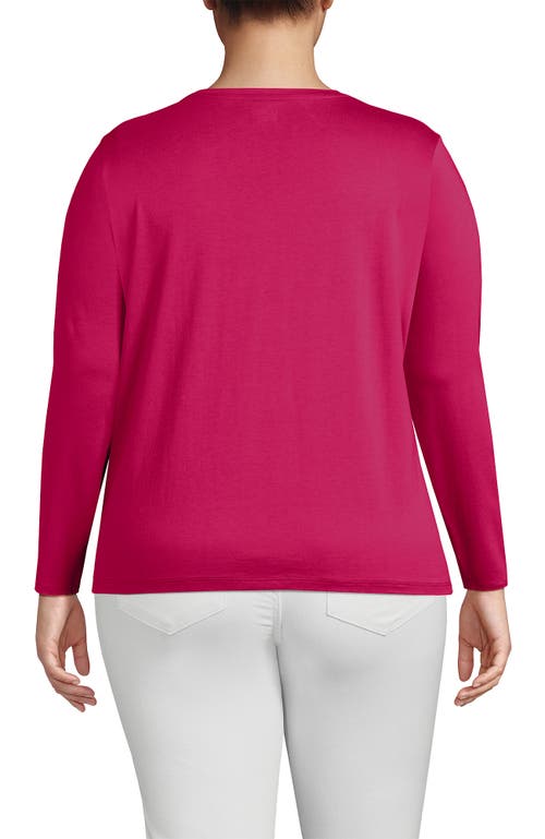 Shop Lands' End Plus Size Relaxed Supima Cotton Long Sleeve V-neck T-shirt In Spiced Rhubarb