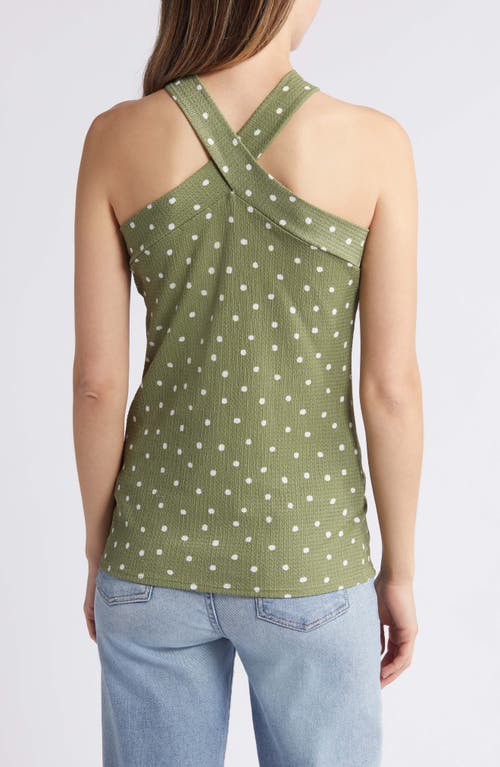 Loveappella Polka Dot Halter Top In Sage