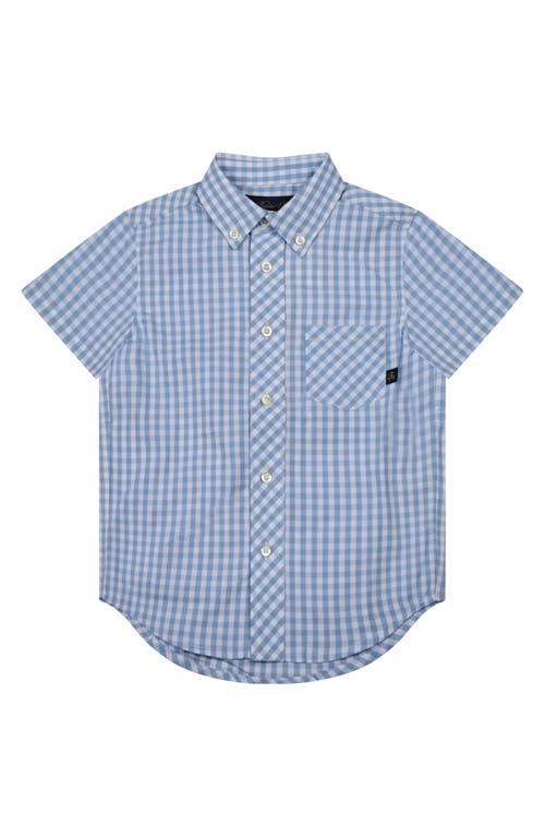 Brooks Brothers Kids' Gingham Short Sleeve Cotton Button-Down Shirt Light Blue at Nordstrom,