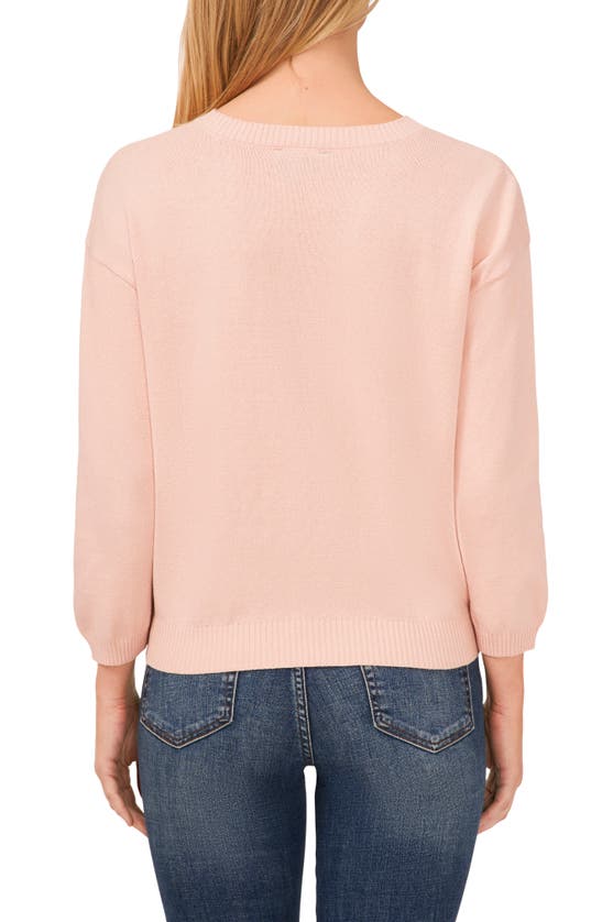 Shop Cece Imitation Pearl Floral Embroidered Sweater In Blossom Pink