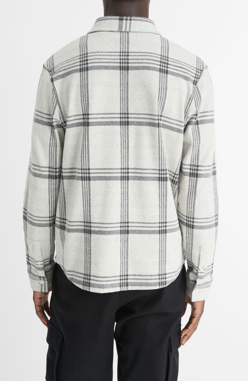 Shop Vince Plaid Knit Shirt Jacket In Light Heather Grey Combo