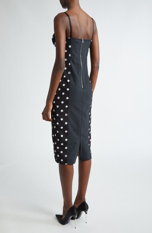 Shop Dolce & Gabbana Dolce&gabbana Polka Dot Corset Sheath Dress In Black/white Dot