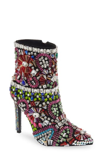 Azalea Wang Holly Embellished Pointed Toe Bootie In Silver
