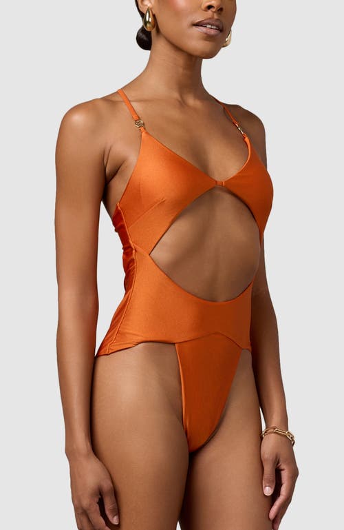 Shop Mbm Swim Azure One-piece Swimsuit In Burnt Orange