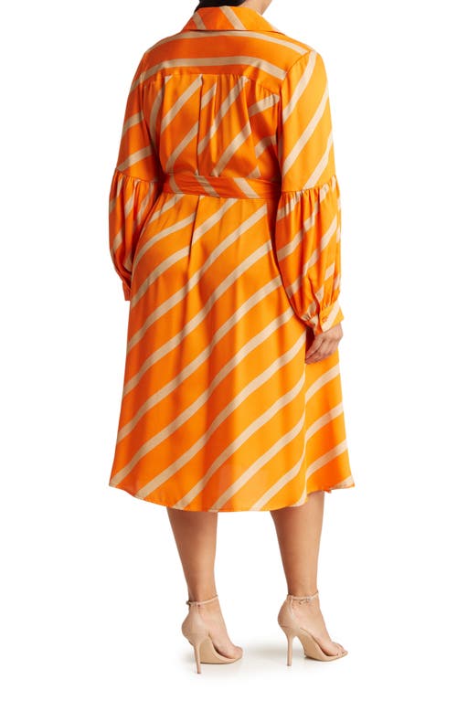 By Design Castaway Stripe Long Sleeve Shirtdress In Exuberance/iced Coffee