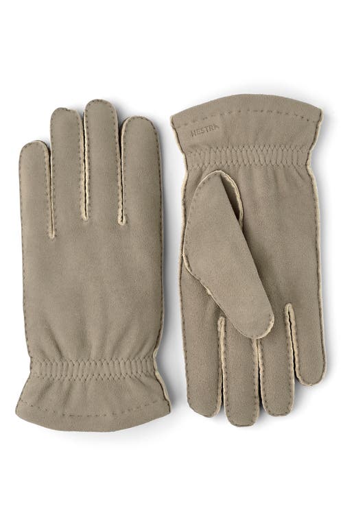 Shop Hestra Andre Suede Gloves In Natural Grey