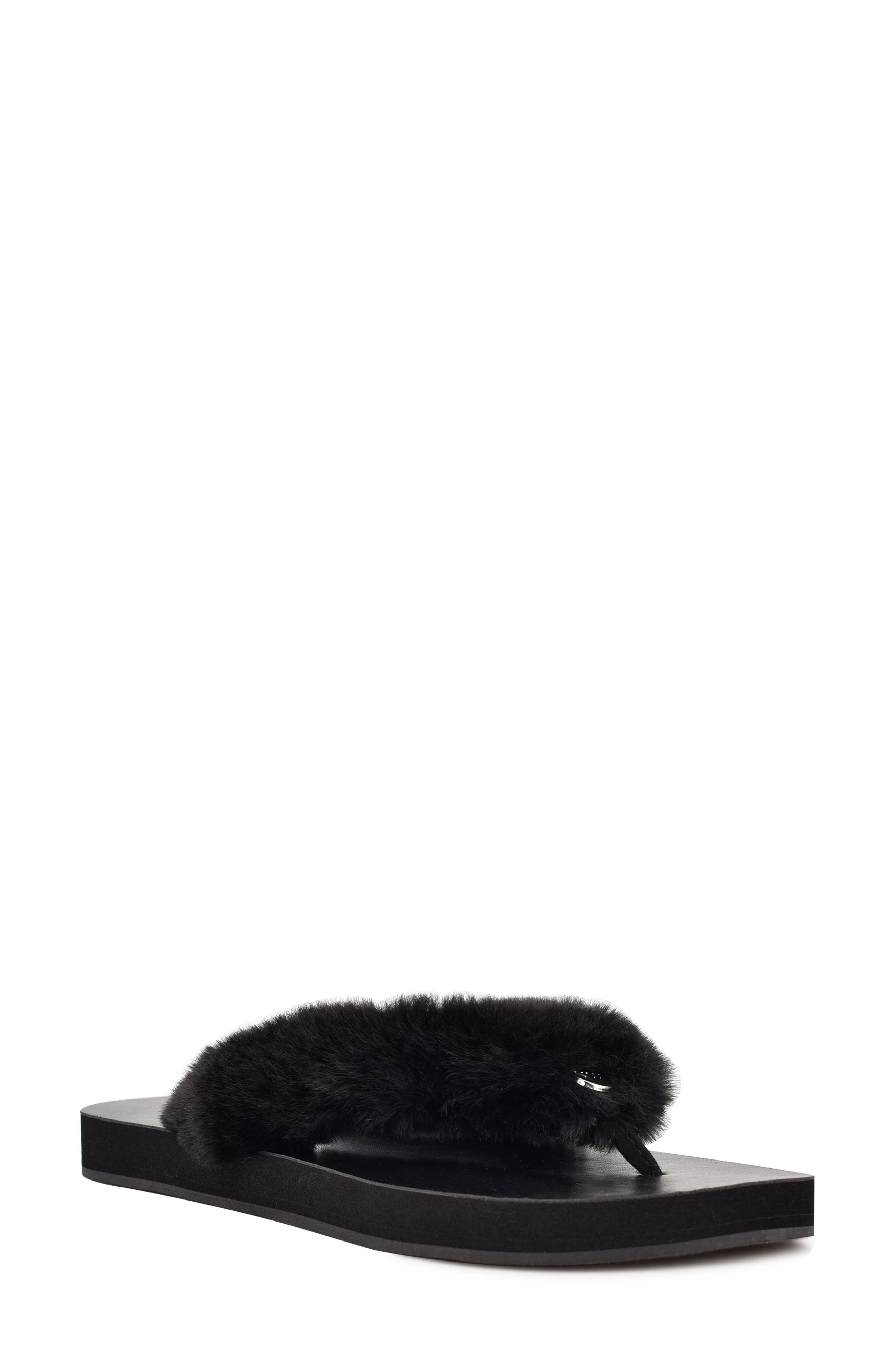 faux fur flip flops