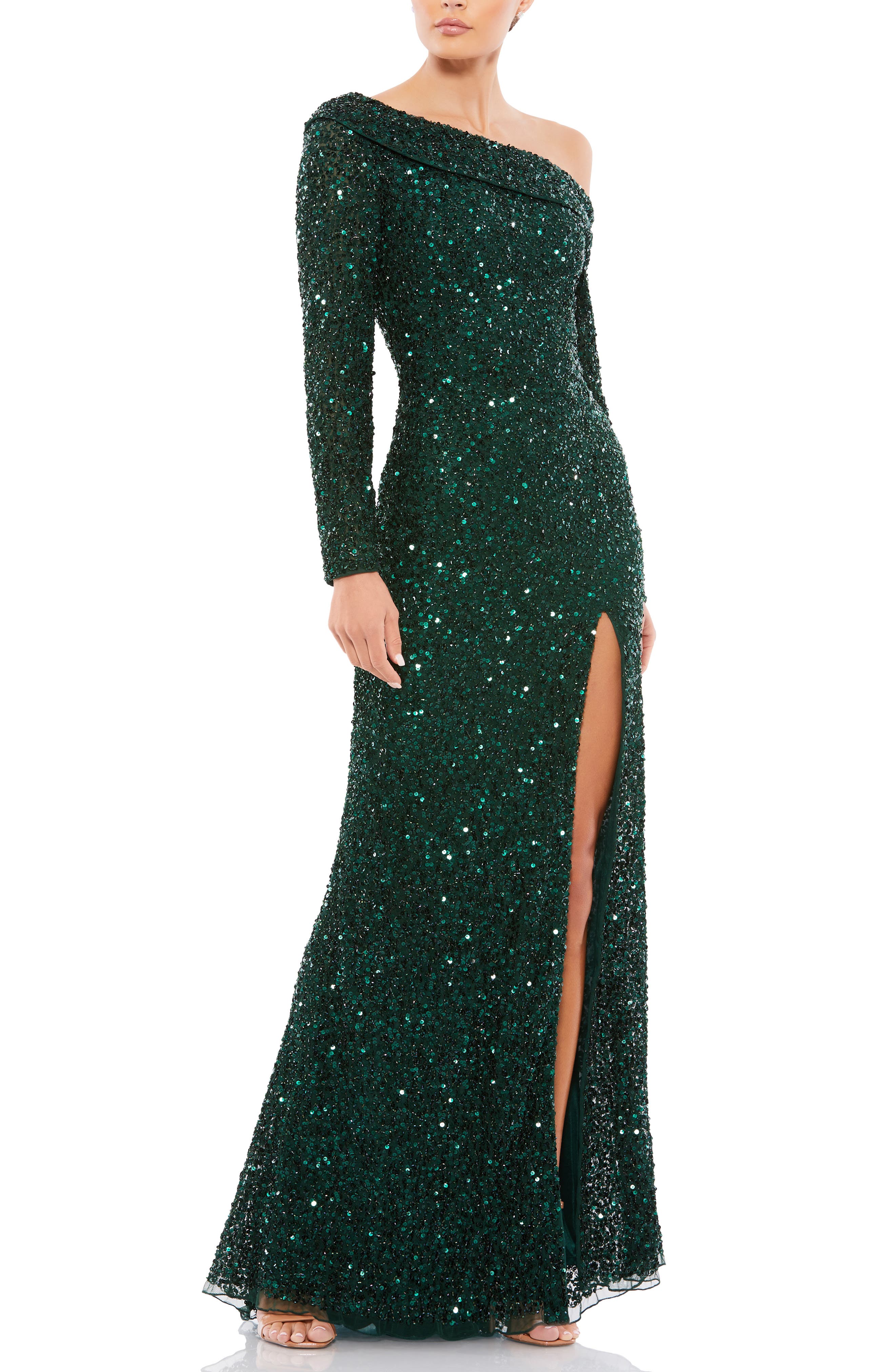 emerald green trumpet dress