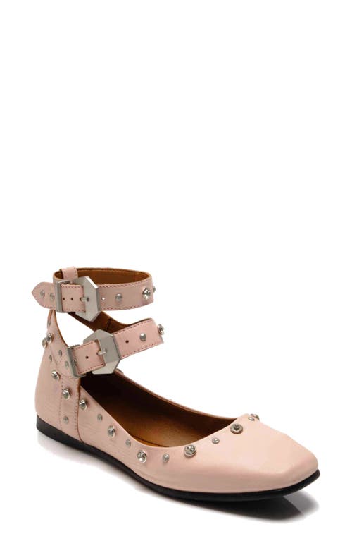 Free People Mystic Diamante Ankle Strap Flat Frost Pink Leather at Nordstrom,
