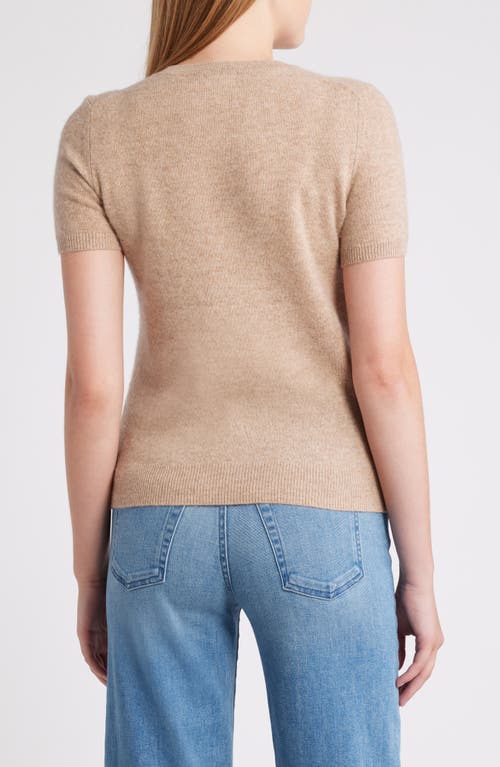 Shop Caslonr Caslon(r) Short Sleeve Wool & Cashmere Sweater In Tan Camel Dark Heather