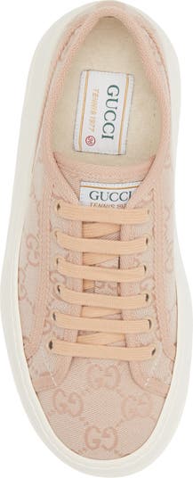 GG Canvas Leather Trimmed Sneakers in Brown - Gucci