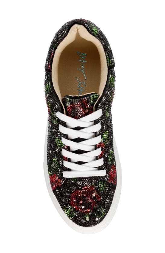 Shop Betsey Johnson Sidny Crystal Pavé Platform Sneaker In Black Polka Dot