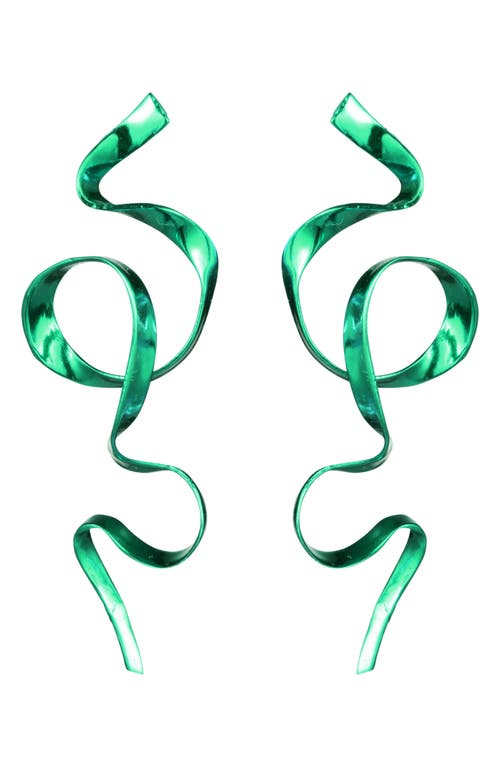 Allegro Ribbon Drop Earrings in Emerald