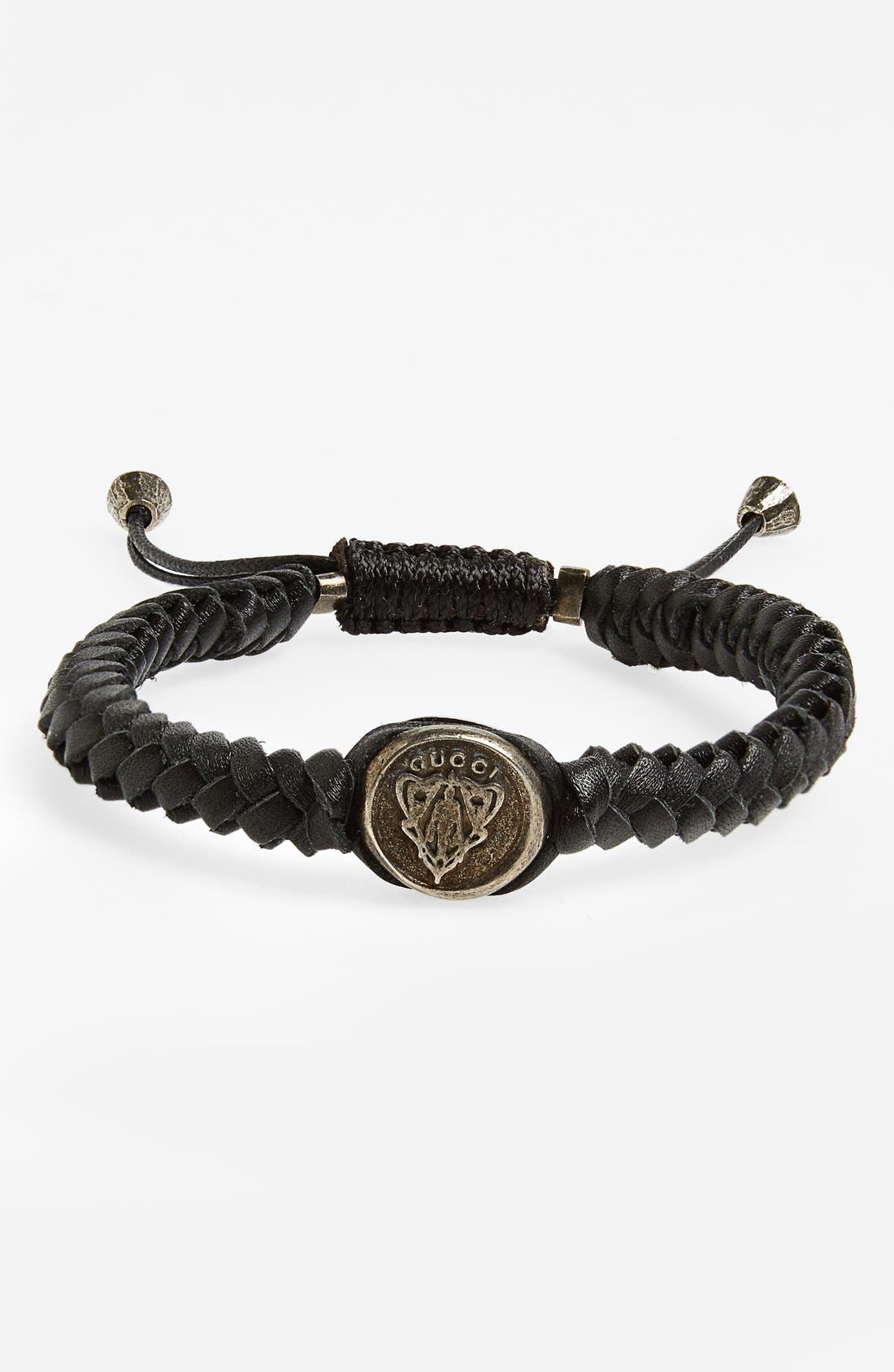 Gucci 'Crest' Woven Leather Bracelet Nordstrom