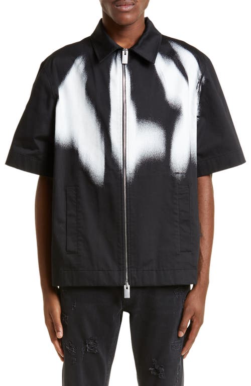 1017 ALYX 9SM Phantom Logo Short Sleeve Zip Overshirt in Black