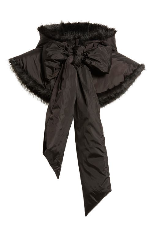 Shop Simone Rocha Faux Fur Lined Nylon Bow Hood In Black/black