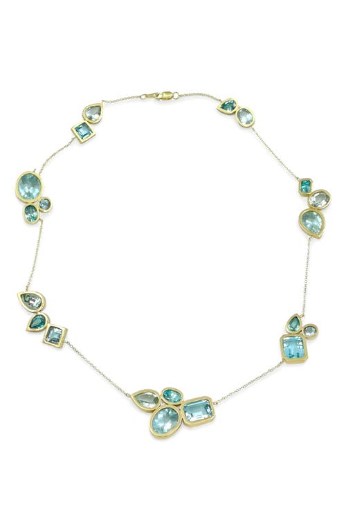 Shop Leslie Paige Riviera Cluster Blue Topaz Necklace In 14k Gold/blue Topaz