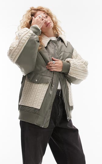 Topshop khaki sales puffer jacket