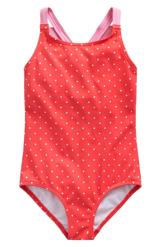 Shop Mini Boden Kids' Butterfly Back One-piece Swimsuit In Coral Spot Butterfly