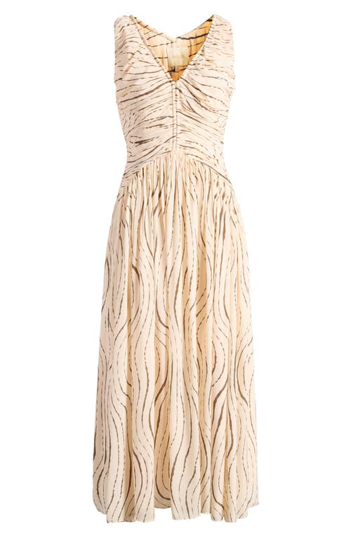 Shop Parker Rae Gathered Sleeveless Maxi Dress In Otter Brown