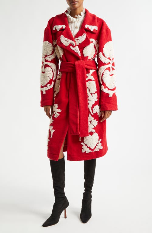 Shop Farm Rio Helen Sculpted Fleece Wrap Coat In Helen Red