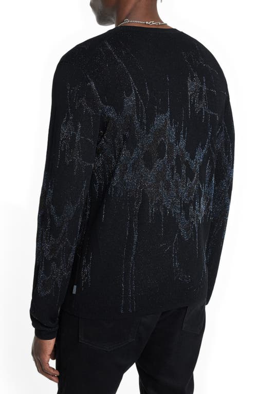 Shop John Varvatos Hilo Night Sky Crewneck Sweater In Black