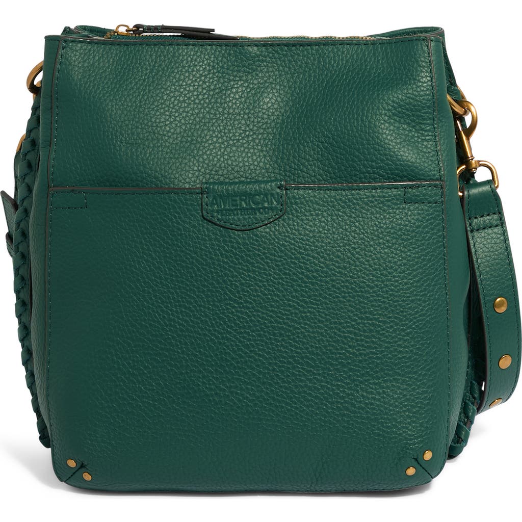 American Leather Co. Luca Triple Pocket Leather Crossbody Bag In Deep Emerald